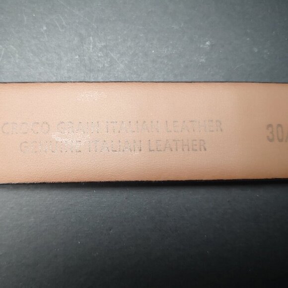 Florsheim Made in Italy Black Croco Grain Italian Leather Men's Size 30 Belt - Picture 6 of 8